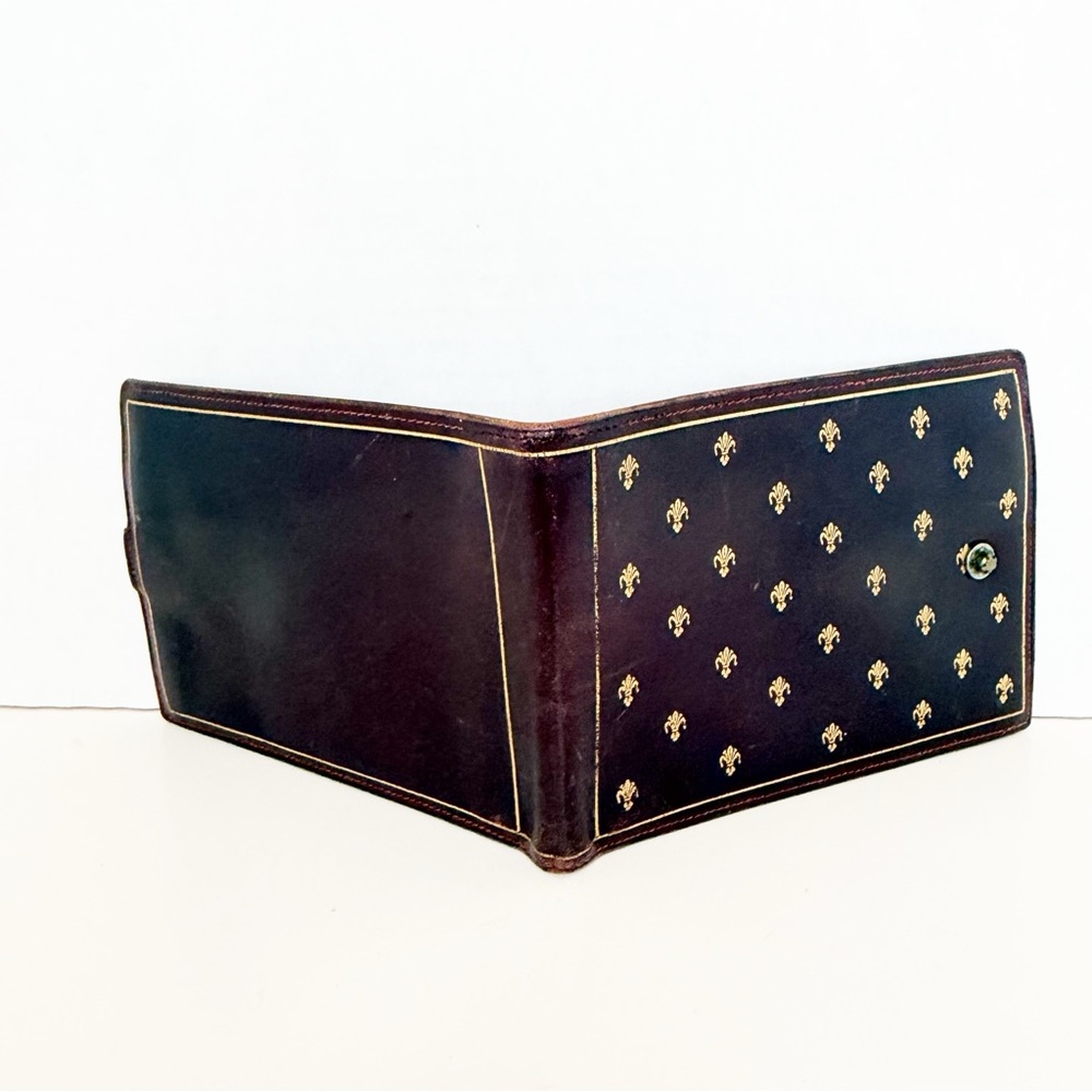 Vintage Florentine Cordovan Snap Closure Wallet with Gold Fleurs de Lis Accents - Picture 7 of 14
